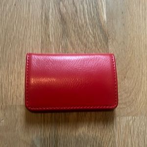 Red Italian leather Business Card Case